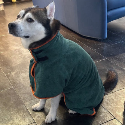 Peignoir pour chien - Vert et orange